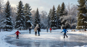 Traditional outdoor ice rink winter