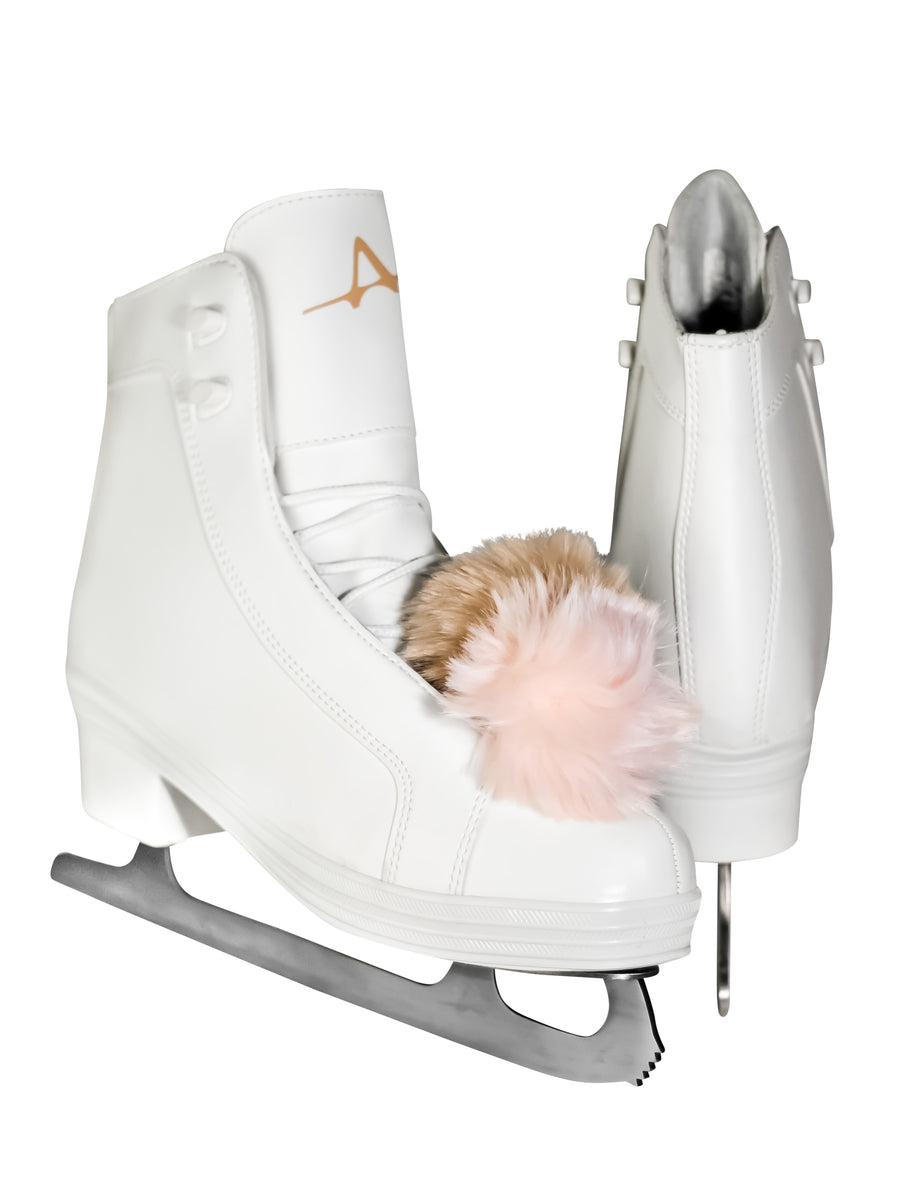 American Athletic Girls' Tricot Lined Ice Skates, White – Size 4 Youth Beginner Figure Skates With Stainless Steel Blades
